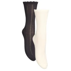 Becksöndergaard strømper - Crochia Cotta 2 Pack off-white/blue