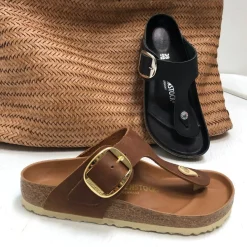 Birkenstock sandal - 1018745 Gizeh Big Buckle cognac
