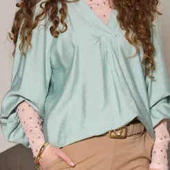 Black Colour bluse - Annie Mesh powder dot