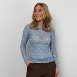 Black Colour bluse - Annie Mesh blue dot