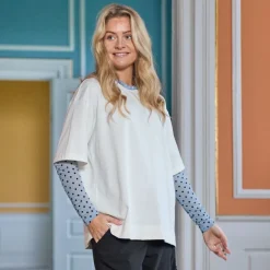 Black Colour bluse - Jennie Dotted Mesh jeans blue