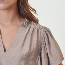 Co'couture bluse - Hera Frill SS walnut