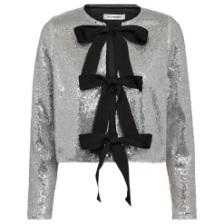 Co'couture bluse - Stevie Sequin LS Bow silver