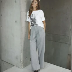 Co'couture bukser - Lance Pleat Sweat grey melange