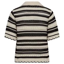 Co'couture cardigan - Odette Stripe SS offwhite/black