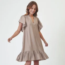 Co'couture kjole - Hera Crop Frill walnut