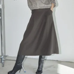 Co'couture nederdel - Luna Pocket Pleat dark brown