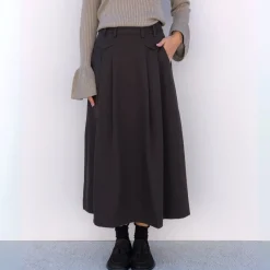 Co'couture nederdel - Luna Pocket Pleat dark brown