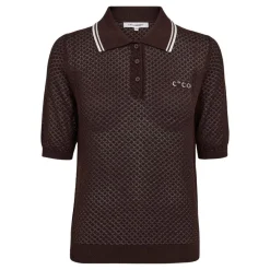 Co'couture strik - Lue Pointelle Polo dark brown