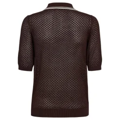 Co'couture strik - Lue Pointelle Polo dark brown