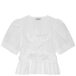 Ganni bluse - W0309 Tie Strap bright white