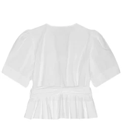 Ganni bluse - W0309 Tie Strap bright white