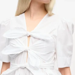 Ganni bluse - W0309 Tie Strap bright white