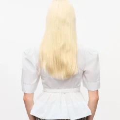 Ganni bluse - W0309 Tie Strap bright white