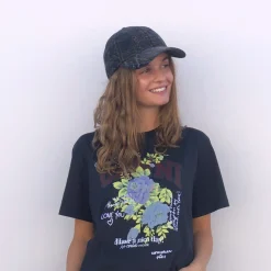 Ganni cap - A6921 Denim Cotton Washed washed black