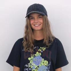 Ganni cap - A6921 Denim Cotton Washed washed black