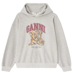 Ganni hoodie - A1060024 Isoli Beaded Baby Tiger Print paloma