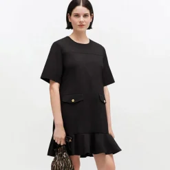 Ganni kjole - A1030205 Stretch Cotton Mini black