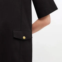 Ganni kjole - A1030205 Stretch Cotton Mini black