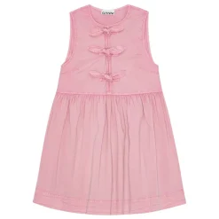 Ganni kjole - W0883 Washed Stretch Mini Bow Tie bleached mauve