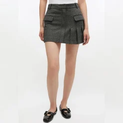 Ganni nederdel - A1090082 Mouline Suiting black