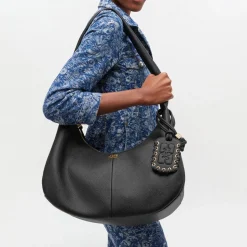 Ganni taske - A6981 Hobo Medium Grained black