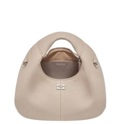 Ganni taske - A6978 Hobo Mini Grained white pepper
