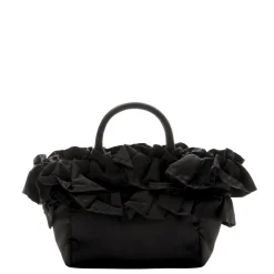 Ganni taske - A7187 Mini Shopper Ruffle black