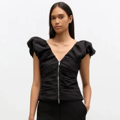 Ganni top - A1040071 Stretch Cotton Ruched