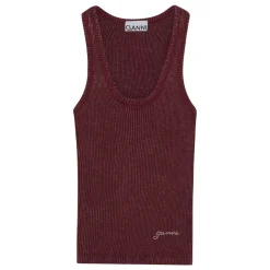 Ganni top - T4263 Heavy Rib Jersey port royale