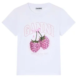 Ganni t-shirt - A1050185 Baby Fit Rasberry bright white