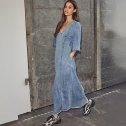 Haute L'amitié kjole - Denim Raw Hem denim blue