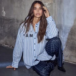 Haute L'amitié skjorte - Boy Stripe Logo white blue stripe