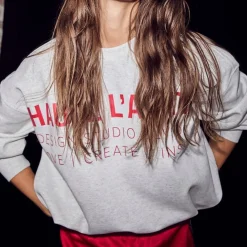Haute L'amitié sweatshirt - Studio Logo pearl melange/red