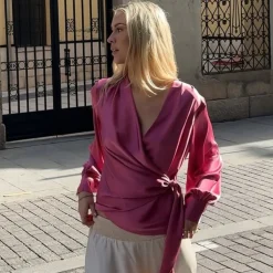 Karmamia Copenhagen bluse - Ines semi rich velvet pink