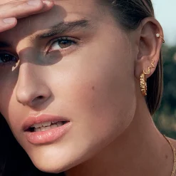 Maanesten øreringe - 9566A AIO Medium guldbelagt