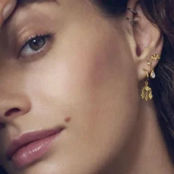 Maanesten øreringe - 10043A Poco guldbelagt