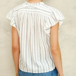 M.A.B.E top - Alma S/S ecru stripe