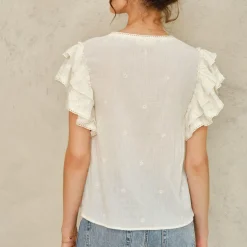 M.A.B.E top - Mina Emb S/S ecru