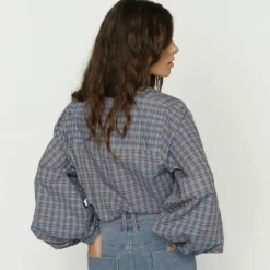 Mos Mosh bluse - Yen Check ultramarine