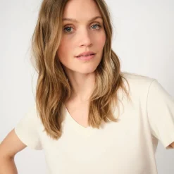 Mos Mosh t-shirt - Dala V-neck Basic ecru