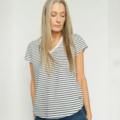 Mos Mosh t-shirt - Kala V-SS Stripe salute navy