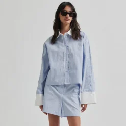 Second Female skjorte - Alanis Combi light blue stripe