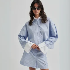 Second Female skjorte - Alanis Combi light blue stripe