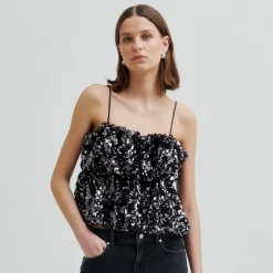 Second Female top - Shiny Strap gungrey metal