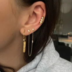 Stine A - 1335 Flow With Three Stones guldbelagt