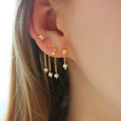 Stine A ørering - 1181 Coral Petit Love Heart Coral Enamel guldbelagt