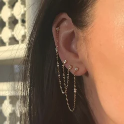 Stine A ørering - 1337 Twin Flow W. Stones, Chain & Pearls guldbelagt