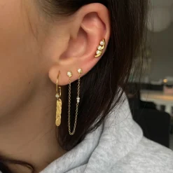 Stine A ørering - 1337 Twin Flow W. Stones, Chain & Pearls guldbelagt